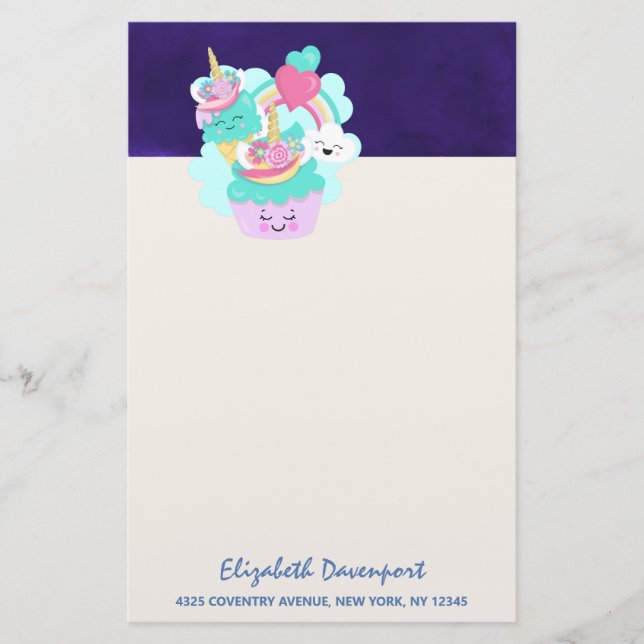Papeterie Cupcake mignonne et crème glacée joyeuse (Devant)