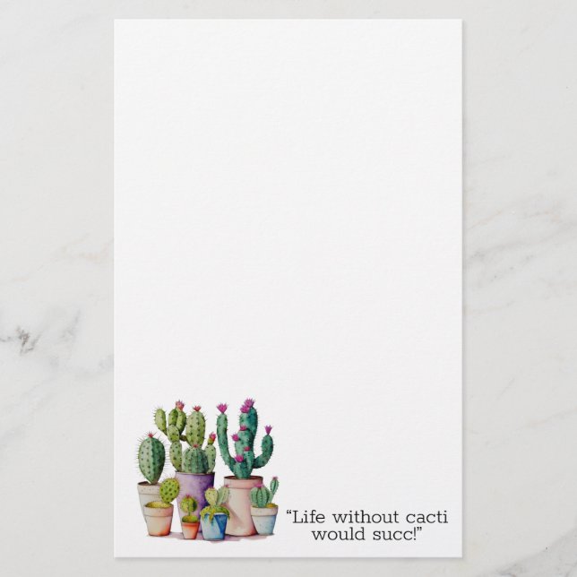 Papeterie Cute aquarelle cactus succulents dans les pots (Devant)