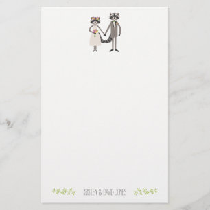 Papeterie Cute Forest Raccoons Russe Mariage Personnalisé