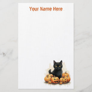 Papeterie Cute Kitten noir avec Jack-O-Lanterns Halloween