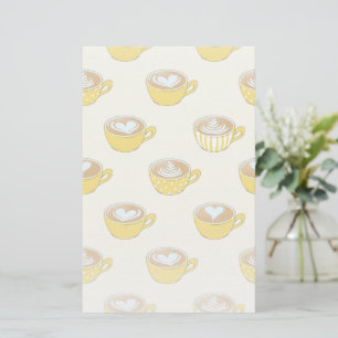 Papeterie Cute Latte Art en Motif de tasses de café jaune