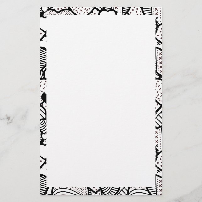 Papeterie Cute noir blanc coeurs motif (Devant)