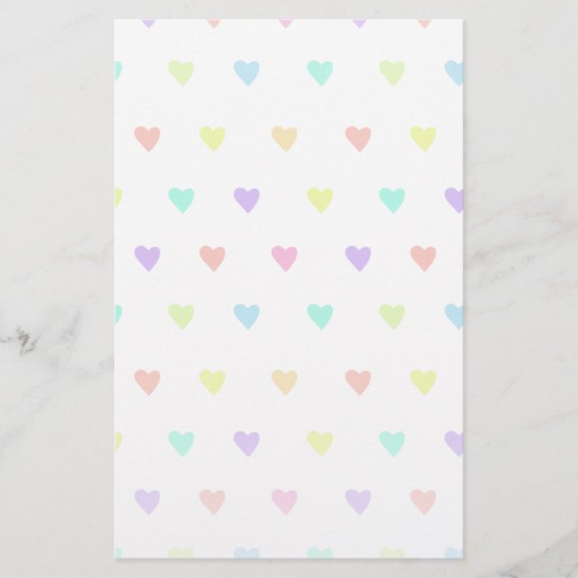 Papeterie Cute Pastel Rainbow Hearts Motif (Devant)