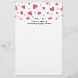 Papeterie Cute rose et vert Tumbling Hearts Motif