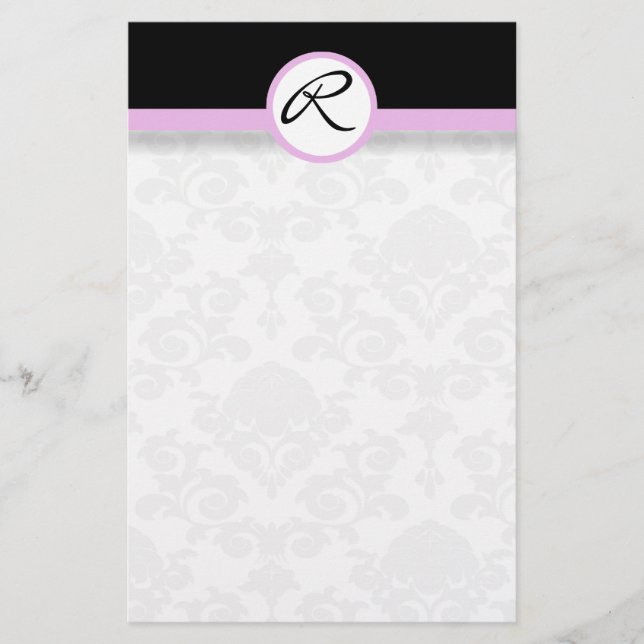 Papeterie Damas Ligne simple Monogramme rose (Devant)