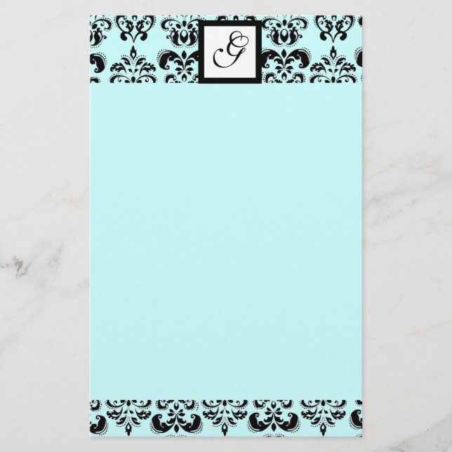 Papeterie DAMASK CARRÉ MONOGRAM, bleu (Devant)