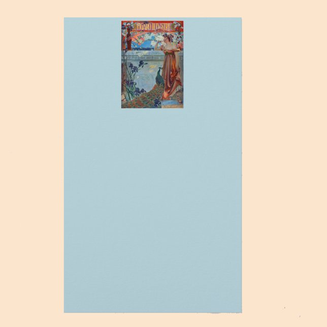 Papeterie Dame Art Nouveau avec Peacock (Créateur téléchargé)