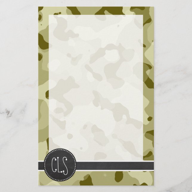 Papeterie Dark Khaki Camo ; Retro Chalkboard look (Devant)