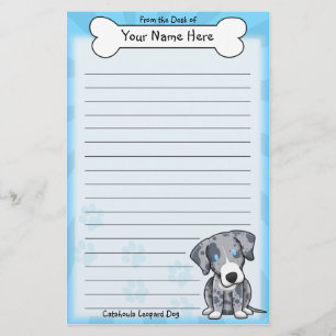 Papeterie de chien de léopard de Kawaii Catahoula
