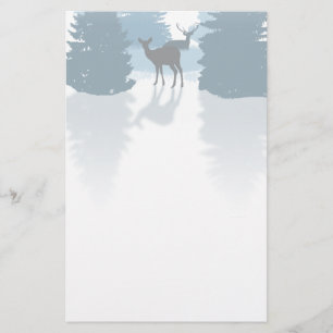 Papeterie de forêt de cerfs communs de silhouette