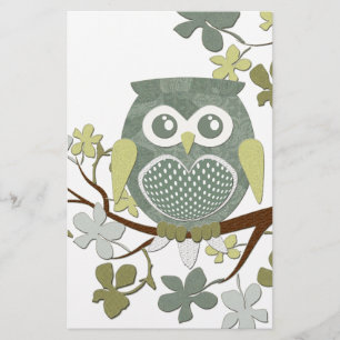 Papeterie de hibou d'arbre de polka