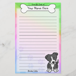 Papeterie de Kawaii border collie (arc-en-ciel)