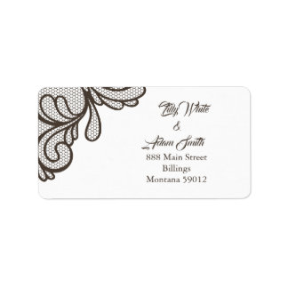 Papeterie de mariage à dentelle marron - Étiquette