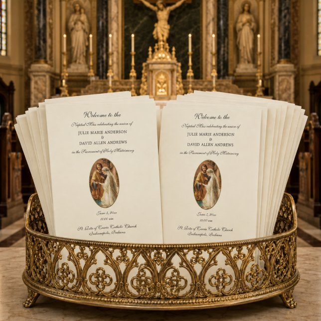 Papeterie de programme de mariage catholique éléga (Créateur téléchargé)