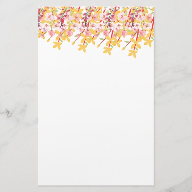 Papeterie Delicate Garden Floral Monogram Stationery Paper (Devant)
