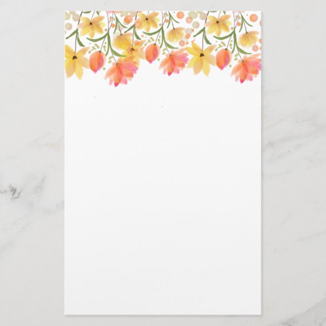 Papeterie Delicate Garden Floral Monogram Stationery Paper (Devant)