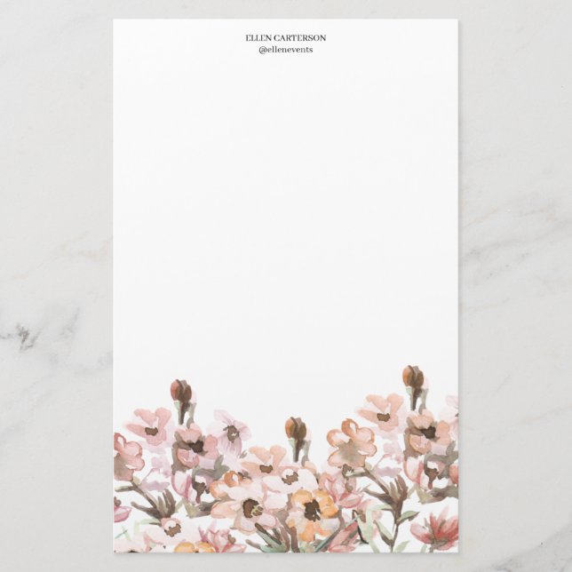 Papeterie Delicate Garden Floral Monogram Stationery Paper (Devant)