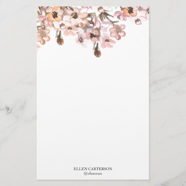 Papeterie Delicate Garden Floral Monogram Stationery Paper (Devant)