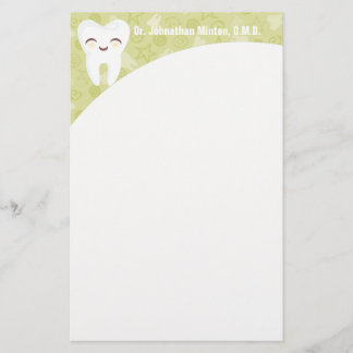 Papeterie Dent mignonne - Papier à lettres personnalisé vert