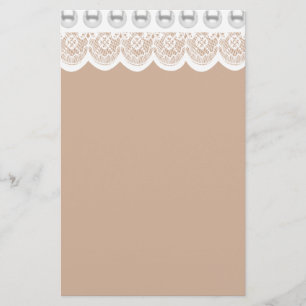 Papeterie Dentelle blanche et perles Faux