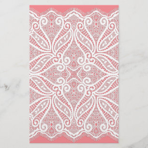 Papeterie dentelle rose vif blanc vintage