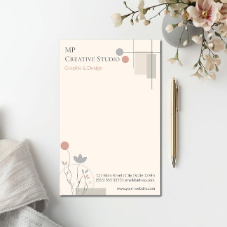 Papeterie Design Abstrait Pastel : Florales Modernes & Géomé