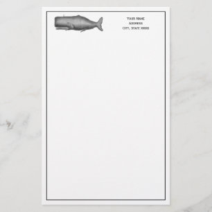 Papeterie Dessin de baleine d'époque du 19ème siècle
