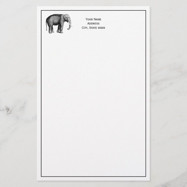 Papeterie Dessin d'éléphant vintage (Devant)