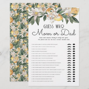Papeterie Devinez Qui Maman Ou Papa Citron Baby shower Citru