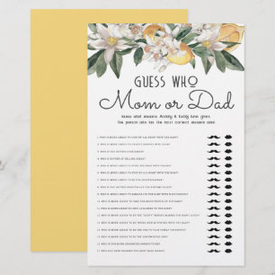 Papeterie Devinez Qui Maman Ou Papa Citron Baby shower Citru
