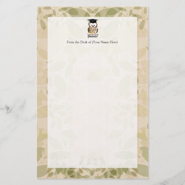 Papeterie Diplômé sage mignon de hibou (Devant)