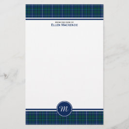 Papeterie Douglas Clan Bleu foncé Tartan moderne Monogramme