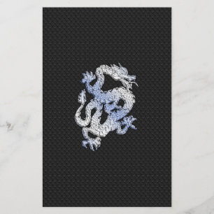 Papeterie Dragon de style de chrome sur la copie noire de