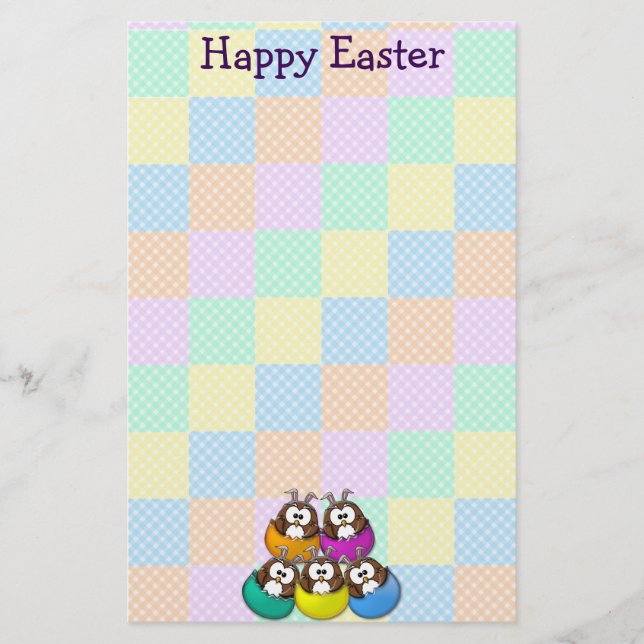 Papeterie Easter owl - rainbow (Devant)