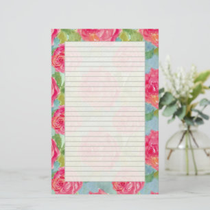 Papeterie Écriture de lettres à l'aquarelle avec roses de ch