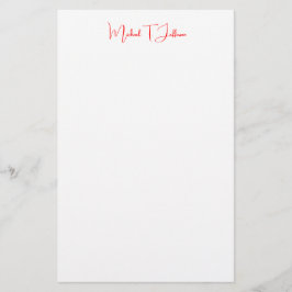 Papeterie Écriture Manuscrite Élégante Simple Rouge Blanc
