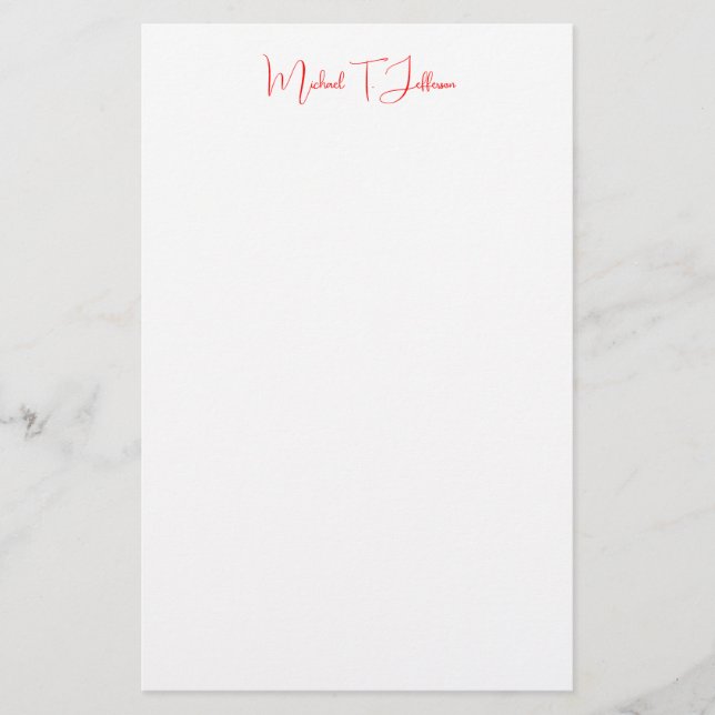 Papeterie Écriture Manuscrite Élégante Simple Rouge Blanc (Devant)