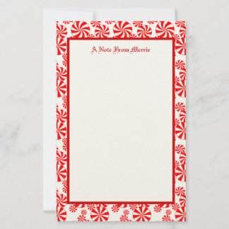 Papeterie Editable Red White Peppermint Pattern Holiday