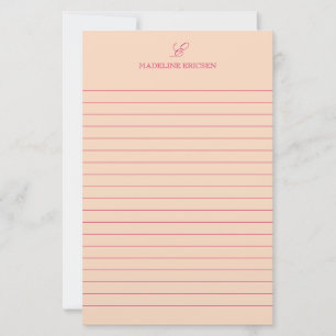 Papeterie Élégance Simple Papier Ligné Monogramme Abricot Fu