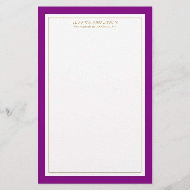 Papeterie Élégant Et Feminine Purple Gold Personnalisé (Devant)