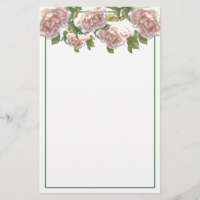 Papeterie Élégant floutant rose floral blanc rose (Devant)