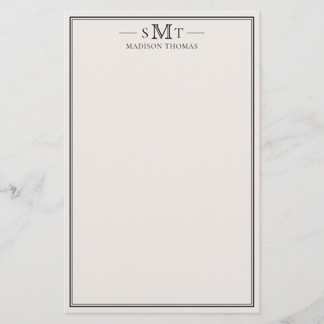 Papeterie Elegant Ivory Minimalist Three Letter Monogram (Devant)