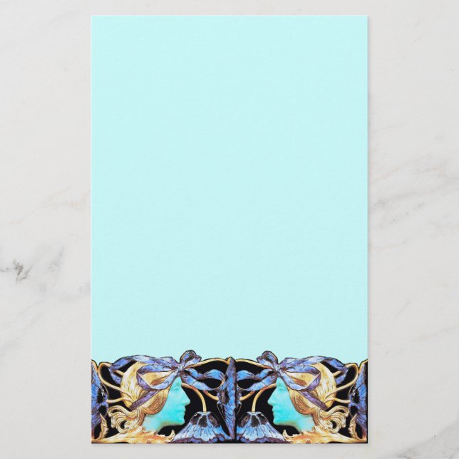 PAPETERIE ELÉGANT JEWEL DE BEAUTÉ FEMME /LADY, BOW BLEU, FLE (Devant)