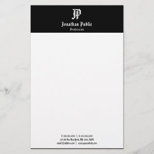 Papeterie Élégante calligraphie Vintage Modèle noir blanc