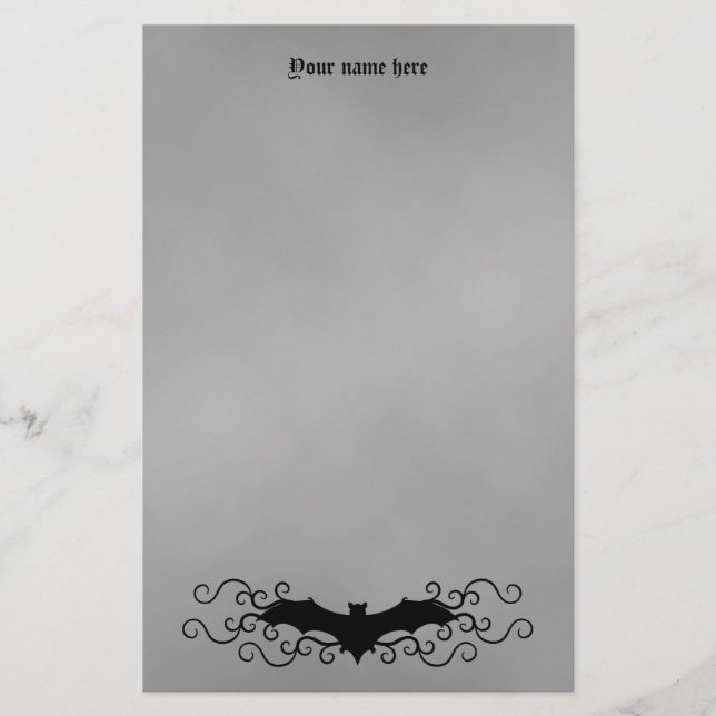 Papeterie Élégante chauve-souris gothique d'Halloween et tou (Devant)