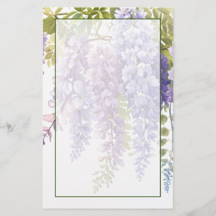 Papeterie Élégante glycine florale d'aquarelle mauve douce