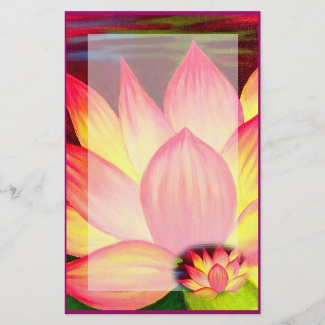 Papeterie Elégante Lys d'eau rose Lotus Floral (Devant)