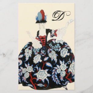 PAPETERIE ÉLÉGANTE ROBE FLORALE DE DAME / MONOGRAMME DE MODE
