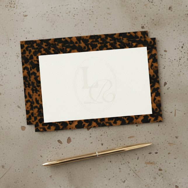 Papeterie Élégante typographie Monogram Tortoise Shell (Upgrade your personal stationary with this Elegant Typography Monogram Tortoise Shell Stationery! )