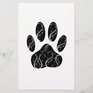Papeterie Empreinte de patte Chien Noir Avec Flouris Blanc